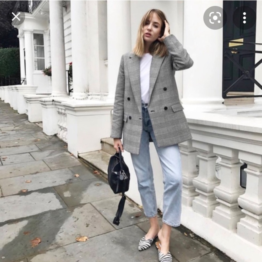 ZARA | Double Breasted Houndstooth Jacket